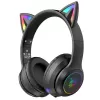 Tai Nghe Chụp Tai Mèo Không Dây Có Mic ONIKUMA B90 Màu Hồng Bluetooth Headphone Gaming Đèn RGB Cho PC Laptop điện thoại
