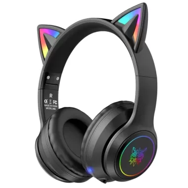 Tai Nghe Chụp Tai Mèo Không Dây Có Mic ONIKUMA B90 Màu Hồng Bluetooth Headphone Gaming Đèn RGB Cho PC Laptop điện thoại