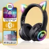 Tai Nghe Chụp Tai Mèo Không Dây Có Mic ONIKUMA B90 Màu Hồng Bluetooth Headphone Gaming Đèn RGB Cho PC Laptop điện thoại 4