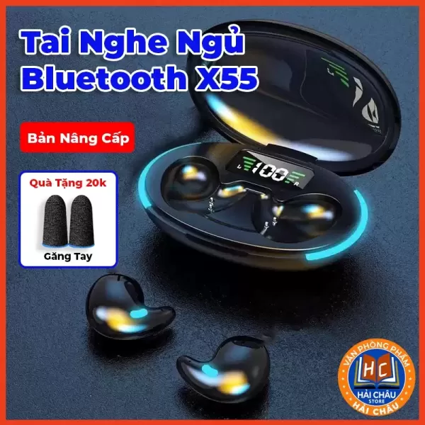 Hình ảnh sản phẩm Tai Nghe Không Dây Ngủ Bluetooth X55, Tai Nghe  X55 Pro Mẫu Mới Mỏng Nhẹ Nằm Ngủ, Micro Tích Hợp Nhiều Màu