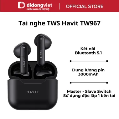 Tai Nghe TWS Havit TW967 Pro - Nghe Nhạc 5H, Thiết Kế Ergonomic, Giá Chỉ 289K!
