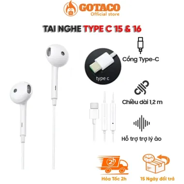 Tai nghe Type C dành cho 16 pro max 15prm và Samsung Xiaimi Oppo cổng type C C nghe gọi đầy đủ bass hay nghe nhạc