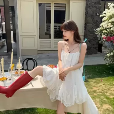 [TẶNG QUẦN/ SẴN] VÁY HAI DÂY BUỘC NƠ THÊU HOA SANG CHẢNH ĐI CHƠI ĐI BIỂN SIÊU XINH 3