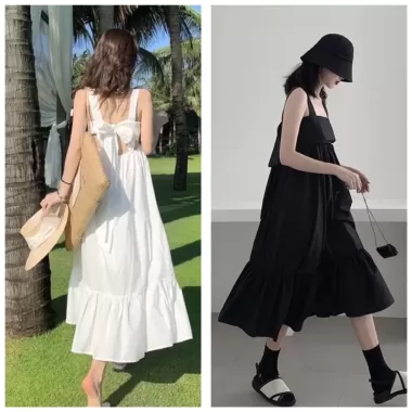[TẶNG QUẦN/ SẴN] VÁY HAI DÂY BUỘC NƠ THÊU HOA SANG CHẢNH ĐI CHƠI ĐI BIỂN SIÊU XINH 8