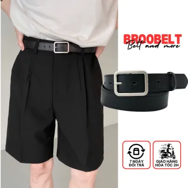 Thắt lưng Unisex Da PU Màu Đen Đơn Giản Nam Nữ Giá Rẻ 65k Thay Vì 83k Bản 2.8cm Broobelt
