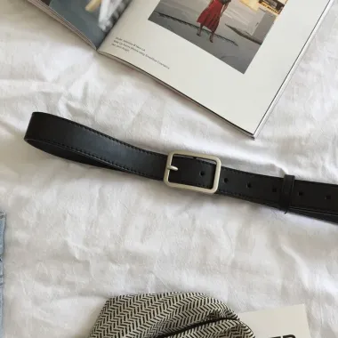 Thắt lưng Unisex Da PU Màu Đen Đơn Giản Nam Nữ Giá Rẻ 65k Thay Vì 83k Bản 2.8cm Broobelt