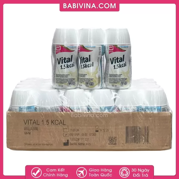 Hình ảnh sản phẩm Thùng 30 Chai Sữa Vital 1.5kcal - Hương Vani, Dành Cho Cơ Thể Kém Dung Nạp Tiêu Hóa (200ml/ chai)