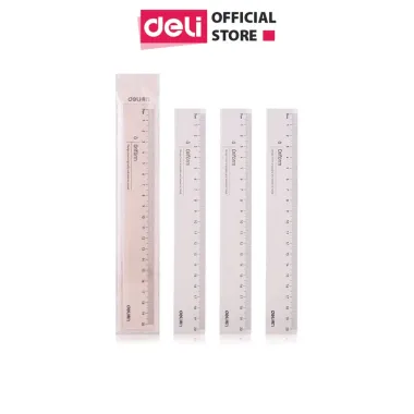 Thước kẻ Deli trong suốt học sinh giá rẻ chỉ 7000đ - Thước kẻ nhựa dễ nhìn chính hãng
