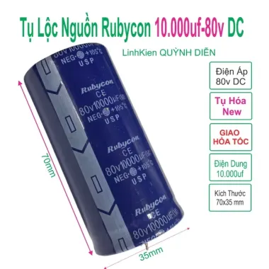 Tụ Lọc Nguồn 80V 10000uF 3x6cm Cho Cục Đẩy B3 - Giá Cực Tốt 44500đ 5