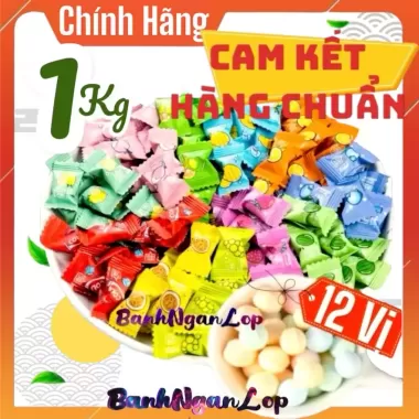 [TỰ MIX] LOẠI XỊN - 1Kg Kẹo Ngậm Trái Cây 12 Vị, Kẹo Ngậm Mini Thơm Miệng Bạc Hà Mát Lạnh 6