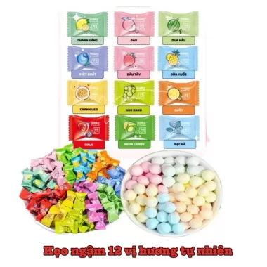 [TỰ MIX] LOẠI XỊN - 1Kg Kẹo Ngậm Trái Cây 12 Vị, Kẹo Ngậm Mini Thơm Miệng Bạc Hà Mát Lạnh 8