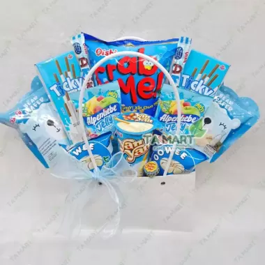 Túi Bánh Kẹo Màu Xanh Dương / Thế Giới Đồ Ăn Vặt Màu Xanh, , Concept Trang Trí Giỏ Quà Bánh Kẹo 8