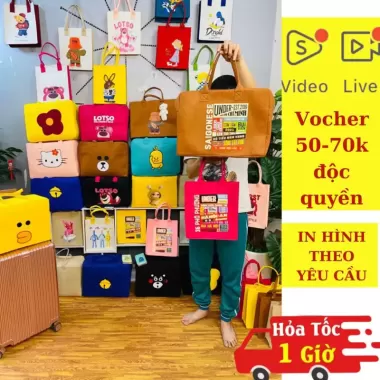Túi du lịch, túi xách nỉ xốp đựng đồ đa năng cài vali tiện dụng nhiều họa tiết xinh đi chơi thời trang 10