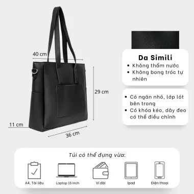 Túi xách nữ SELINA đẹp da công sở thời trang cao cấp túi tote da cỡ to lớn đựng laptop A4 đi học đi làm đi dạy Limi bag