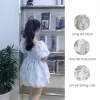 Váy Bo Thun Ngực Babydoll Vải Họa Tiết Chắp Vá Dễ Thương 2024 4