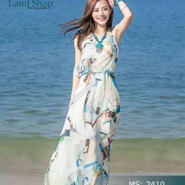Váy trễ vai đi biển nữ dáng dài maxi hè giá rẻ chỉ 119k Váy kaki maxi cho mùa hè
