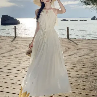 Váy trễ vai đi biển nữ dáng dài maxi hè giá rẻ chỉ 119k Váy kaki maxi cho mùa hè