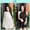 Váy 2 Dây Cổ Yếm Màu Đen Có Mút Ngực, Đầm Nữ Đi Biển Xinh Xắn