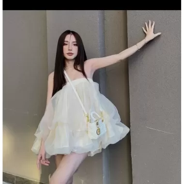 Váy Đầm Nữ Dạo Phố Cúp Ngực Bồng Bềnh Kèm Quần Loại 1 1