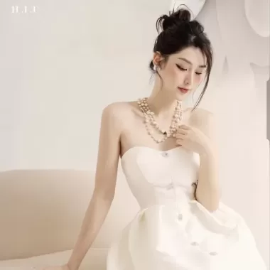 Váy Đầm Nữ Dạo Phố Cúp Ngực Bồng Bềnh Kèm Quần Loại 1 5