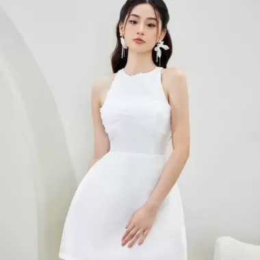 Váy đầm nữ, váy thun tăm cộc tay cổ tròn chân xòe phối Tafta lụa dáng ngắn kiểu dáng trẻ trung, năng động 5