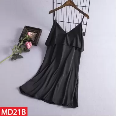 Váy Ngủ Nữ Lụa Satin Trơn Dáng Xuông Liền Thân AD-21 3