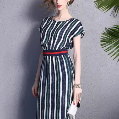 Váy nữ - Đầm dự tiệc thiết kế chiết eo che khuyết điểm tốt consert thủy thủ , phong cách Preppy học sinh VB06 6