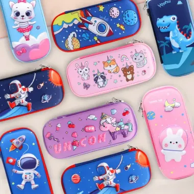 Ví Học Sinh Siêu Cute - Bút Đựng In Nổi 3D Vũ Trụ Thỏ Hồng Giá Cực Sốc 25k 1