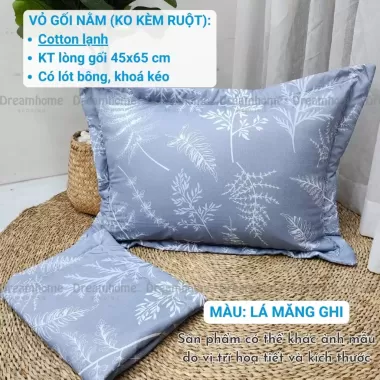 Vỏ gối nằm Cotton Poly bốn mùa 45x65 1 đôi áo gối trần bông, khóa kéo tiện lợi hình Hoa hồng đỏ mềm mịn thoáng mát VH03 1