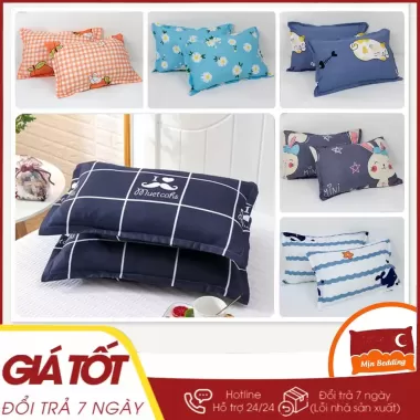 Vỏ gối nằm Cotton Poly bốn mùa 45x65 1 đôi áo gối trần bông, khóa kéo tiện lợi hình Hoa hồng đỏ mềm mịn thoáng mát VH03 6