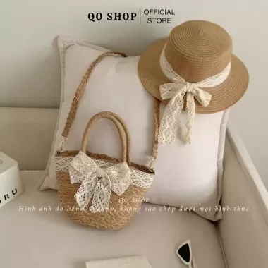[XẢ HÀNG]Combo Túi Mũ Cói Đi Biển Phối Đai Da Phong Cách Hàn Quốc Nón Cói Che Nắng Đi Chơi Đi Du Lịch T17M17 QO SHOP 6