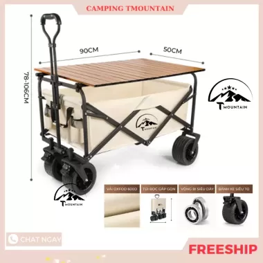 Xe Kéo Dã Ngoại Gấp Gọn Du Lịch Cắm Trại – Xe Kéo Đẩy Đựng Đồ Thương hiệu cao cấp Tmountain, Sức Chứa 120Kg - DCP16