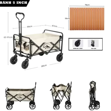 Xe Kéo Dã Ngoại Gấp Gọn Du Lịch Cắm Trại – Xe Kéo Đẩy Đựng Đồ Thương hiệu cao cấp Tmountain, Sức Chứa 120Kg - DCP16