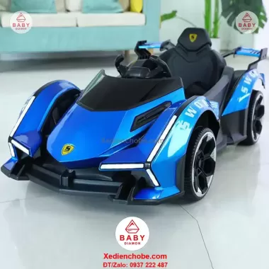 Xe ô tô điện trẻ em, Xe đua Lamborghini cho bé 9588 có nhạc đèn với 2 chế độ tự lái và điều khiển từ xa 7