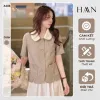 Áo kiểu nữ Hàn Quốc công sở SM206 - Cổ sen bo viền, túi x2, giá chỉ 590k