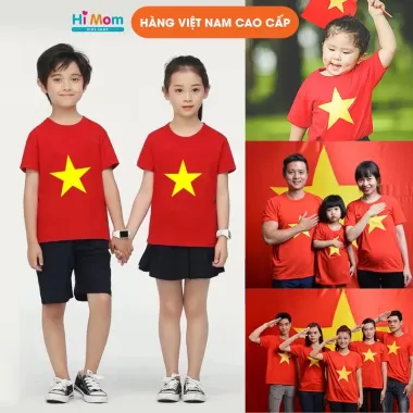 Áo Cờ Đỏ Sao Vàng Việt Nam Giá Rẻ - Cotton Cho Trẻ Em & Người Lớn - 38k 1