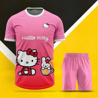 Áo Đá Bóng, Đồ Đá Banh, Nam Nữ , Bộ Bóng Đá Hello Kitty Màu Hồng Vải Thun Thái Có In Tên Số 3 Áo Đá Bóng, Đồ Đá Banh, Nam Nữ , Bộ Bóng Đá Hello Kitty Màu Hồng Vải Thun Thái Có In Tên Số 3