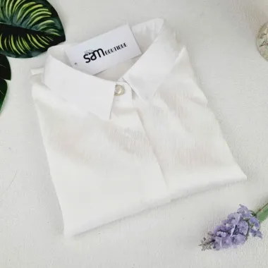 Áo sơ mi nữ ngắn tay lụa vân gỗ thoáng mát giá rẻ chỉ 275k LVGN001 1