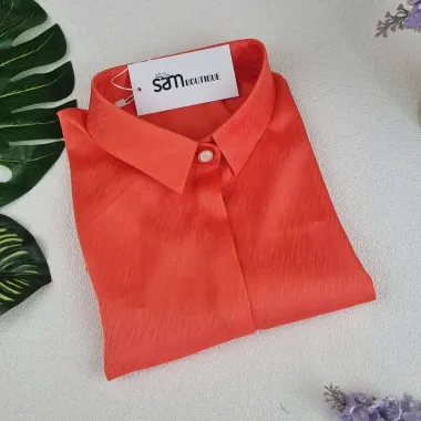 Áo sơ mi nữ ngắn tay lụa vân gỗ thoáng mát giá rẻ chỉ 275k LVGN001 4