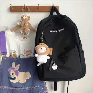 Balo Đi Học Giá Rẻ Meet You Vải Bố Cỡ A4 Chỉ 38500đ - Túi Đi Chơi Học Tập