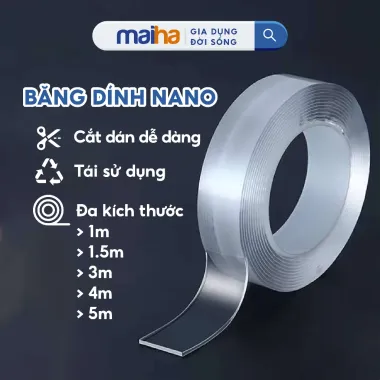 Băng Keo Nano 2 Mặt Siêu Dính Dày 2mm Dán Cố Định Đa Năng Giá Rẻ 18k 1