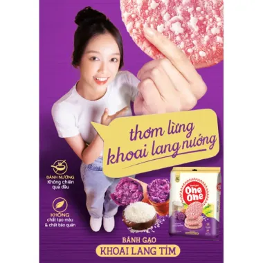 Bánh gạo One One khoai lang tím 166g 20 gói giá chỉ 37.000đ giảm từ 44.770đ