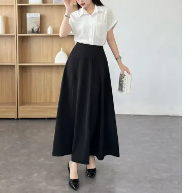 Chân váy dài 90cm dáng suông chữ A chắp 8 mảnh cạp cao che bụng tốt tôn dáng có túi 2 bên có bigsize CV02B