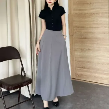 Chân váy dài 90cm dáng suông chữ A chắp 8 mảnh cạp cao che bụng tốt tôn dáng có túi 2 bên có bigsize CV02B 5 Chân váy dài 90cm dáng suông chữ A chắp 8 mảnh cạp cao che bụng tốt tôn dáng có túi 2 bên có bigsize CV02B 5