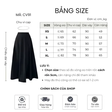 Chân váy dài 90cm dáng suông chữ A chắp 8 mảnh cạp cao che bụng tốt tôn dáng có túi 2 bên có bigsize CV02B 6 Chân váy dài 90cm dáng suông chữ A chắp 8 mảnh cạp cao che bụng tốt tôn dáng có túi 2 bên có bigsize CV02B 6