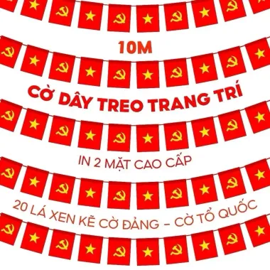 Cờ Dây Tổ Quốc Đảng 2 Mặt In Lụa Satanh 10m Giá Rẻ 68000đ Trang Trí 1
