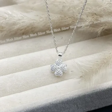 Dây Chuyền Bạc Nữ Halcyon Cỏ Bốn Lá, Vòng Cổ Bạc Nữ Moonz Silver S925, Trắng Sáng 5 Dây Chuyền Bạc Nữ Halcyon Cỏ Bốn Lá, Vòng Cổ Bạc Nữ Moonz Silver S925, Trắng Sáng 5