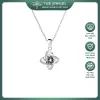 Dây chuyền bạc nữ TLEE mặt cỏ bốn lá khung viền hoa xoáy đính đá viền lấp lánh TLEE JEWELRY D0324