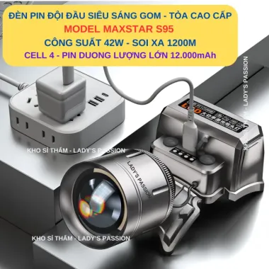 Đèn Pin Đội Đầu S95 Siêu Sáng 42W Chiếu Xa 1100m Giá Rẻ 545k