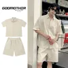 Đồ Bộ Nam GODMOTHER Set Đũi Cao Cấp - Áo Sơ Mi Cộc Tay Quần Đi Biển Mùa Hè Giá Cực Tốt 149k 1